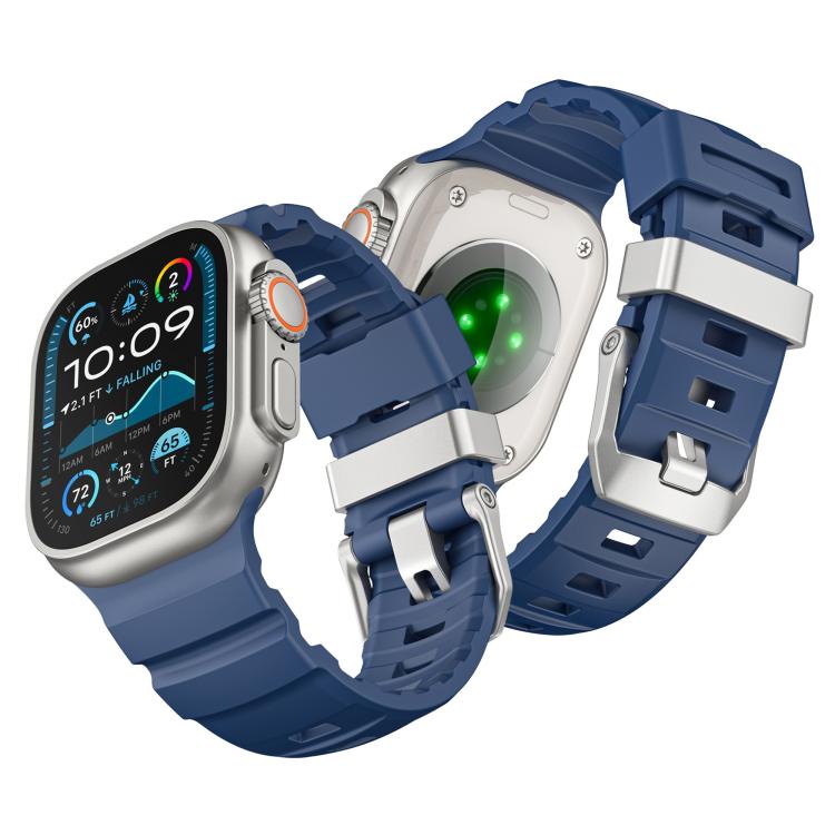 For Apple Watch 46mm / 49mm / 45mm / 44mm Titanium Buckle Field Path Fluororubber Watch Band