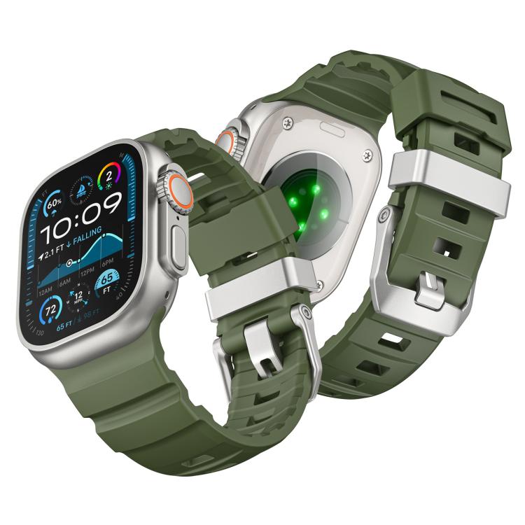 For Apple Watch 46mm / 49mm / 45mm / 44mm Titanium Buckle Field Path Fluororubber Watch Band
