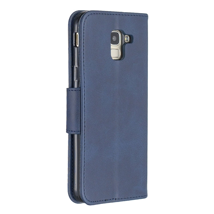 Retro Lambskin Texture Pure Color Horizontal Flip PU Leather Case for Galaxy J6 2018, with Holder & Card Slots & Wallet & Lanyard