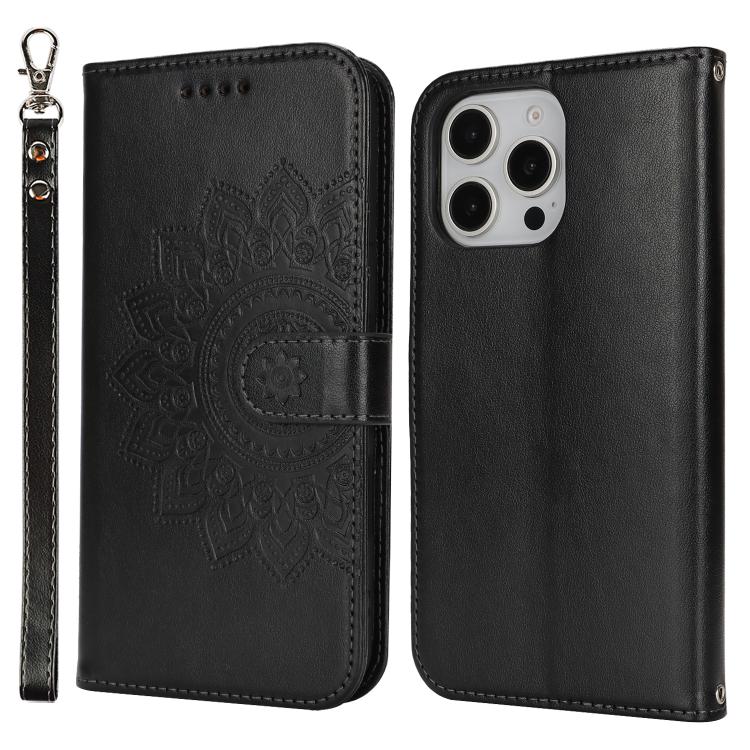 For iPhone XS Max Double Fold Printed Embossing Leather Phone Case