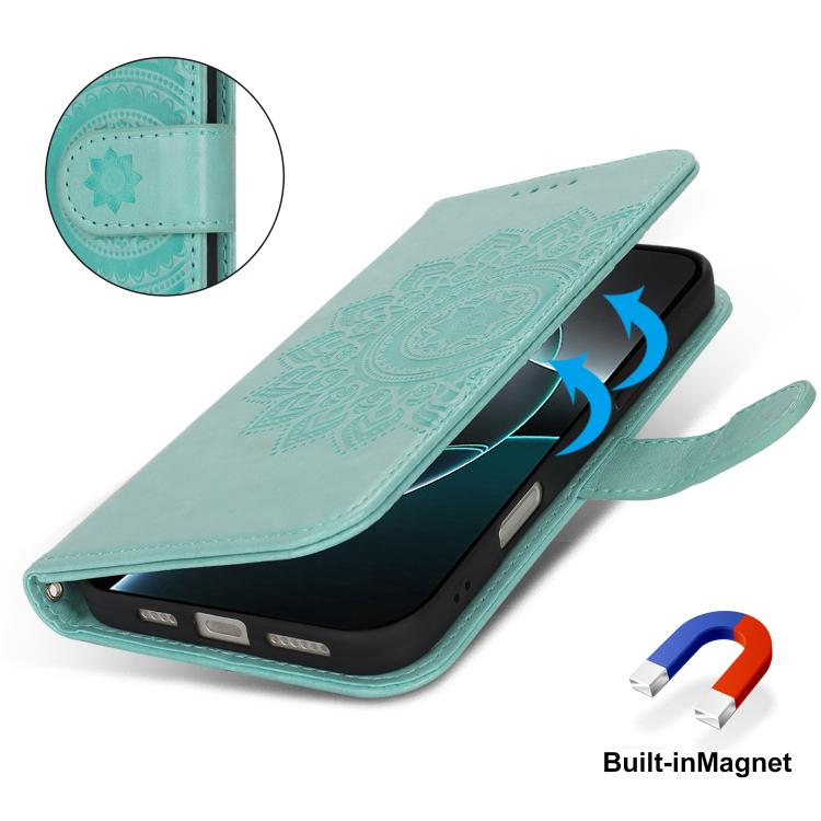 For iPhone 12 Pro Max Double Fold Printed Embossing Leather Phone Case