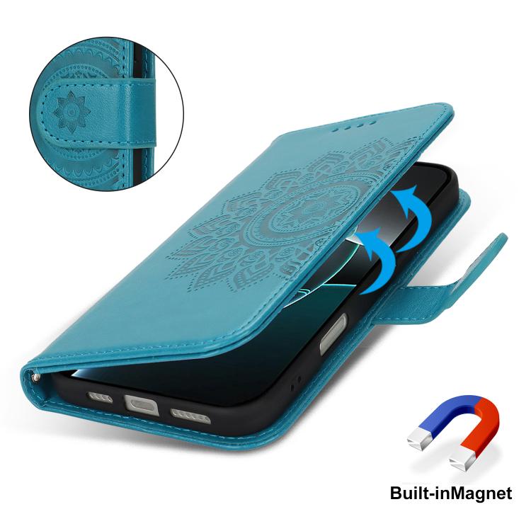 For iPhone 13 Double Fold Printed Embossing Leather Phone Case
