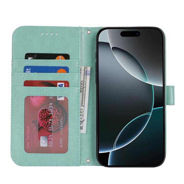 For iPhone 13 Double Fold Printed Embossing Leather Phone Case