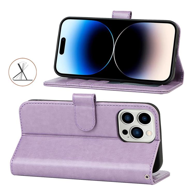 For iPhone 13 Pro Double Fold Printed Embossing Leather Phone Case