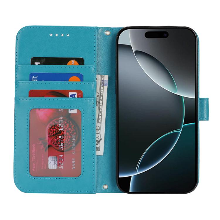 For iPhone 13 Pro Max Double Fold Printed Embossing Leather Phone Case