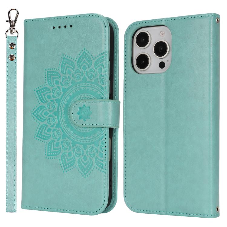 For iPhone 15 Plus Double Fold Printed Embossing Leather Phone Case