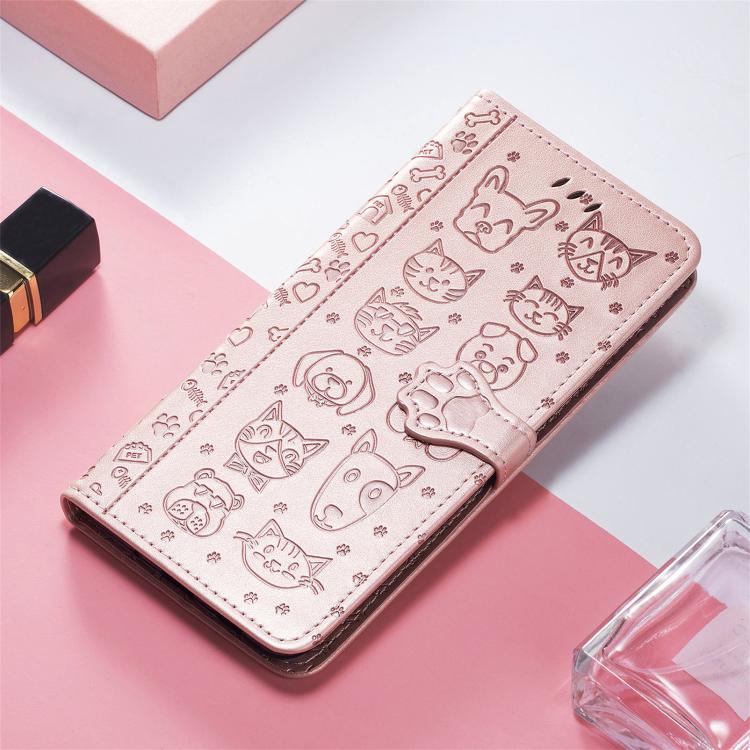 For Samsung Galaxy A26 5G Cat and Dog Embossed Leather Phone Case