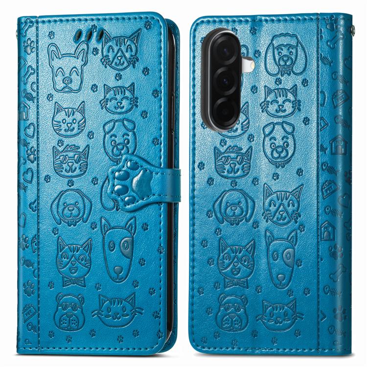 For Samsung Galaxy A36 5G Cat and Dog Embossed Leather Phone Case