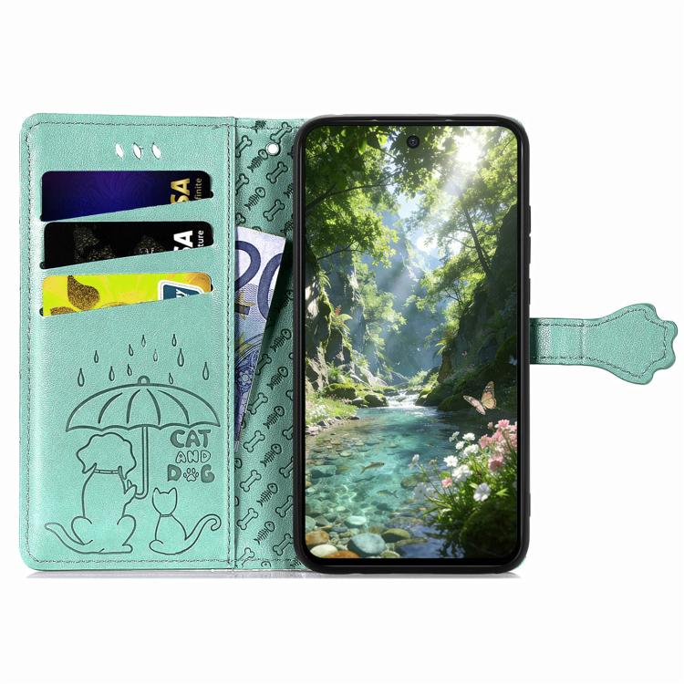 For Samsung Galaxy A36 5G Cat and Dog Embossed Leather Phone Case