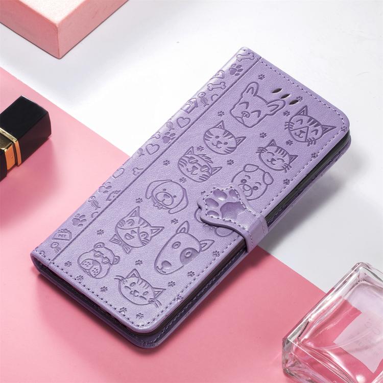 For Samsung Galaxy A36 5G Cat and Dog Embossed Leather Phone Case