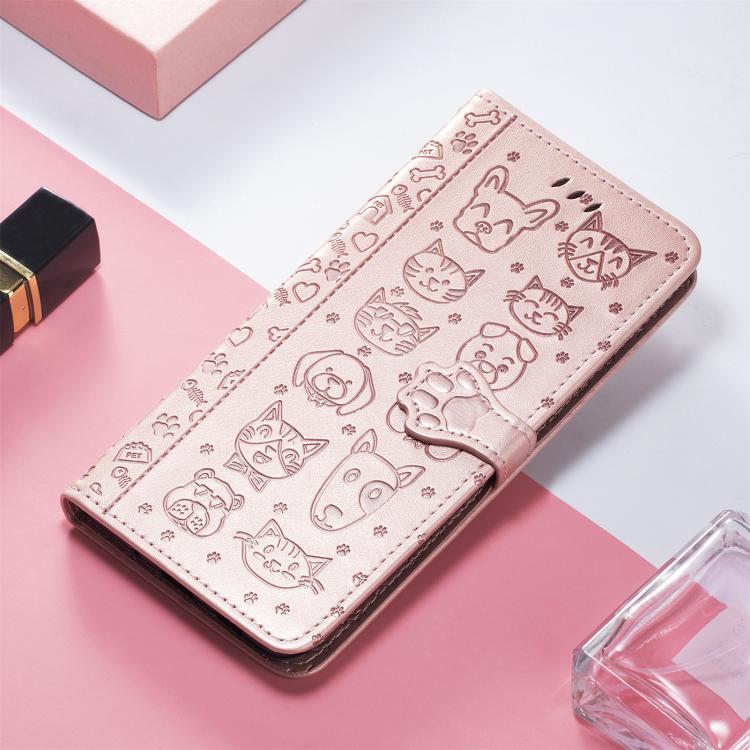 For Samsung Galaxy A37 5G Cat and Dog Embossed Leather Phone Case