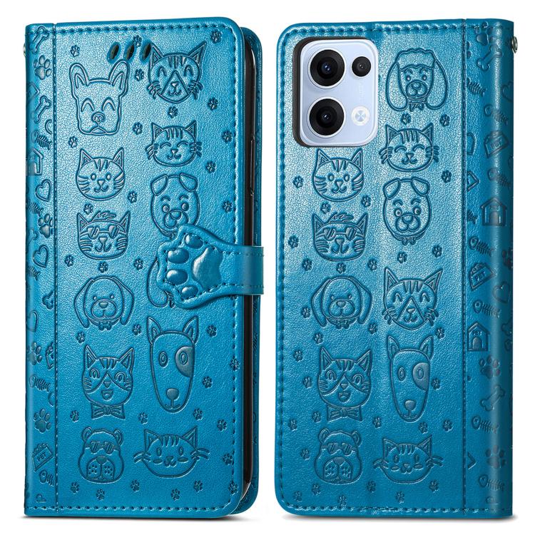 For OPPO Reno13 Pro Cat and Dog Embossed Leather Phone Case