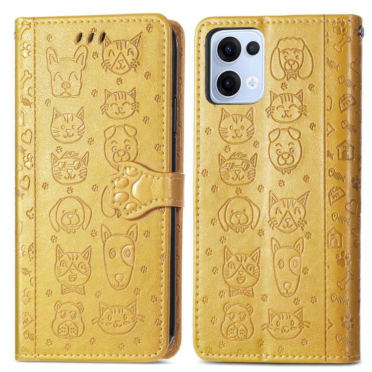 For OPPO Reno13 Pro Cat and Dog Embossed Leather Phone Case