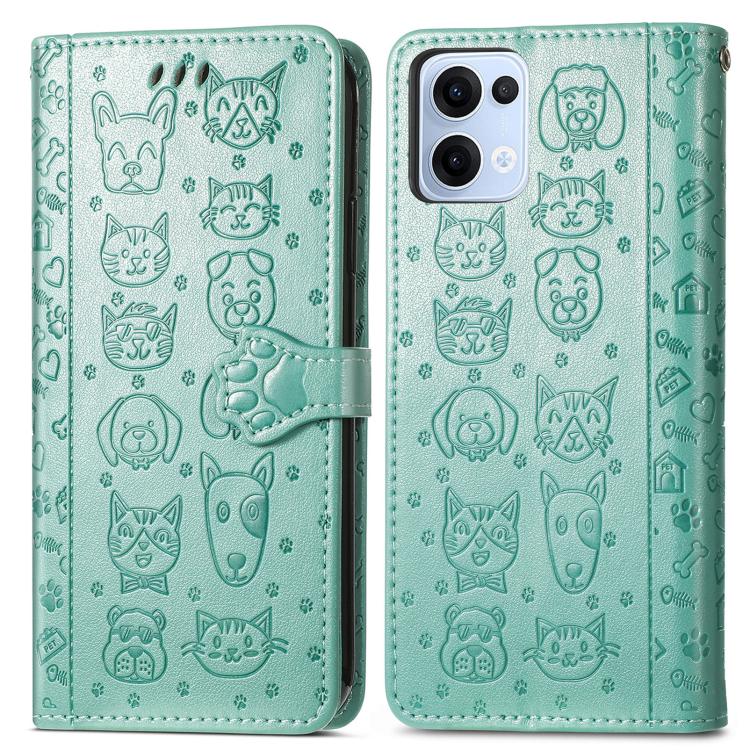 For OPPO Reno13 Pro Cat and Dog Embossed Leather Phone Case