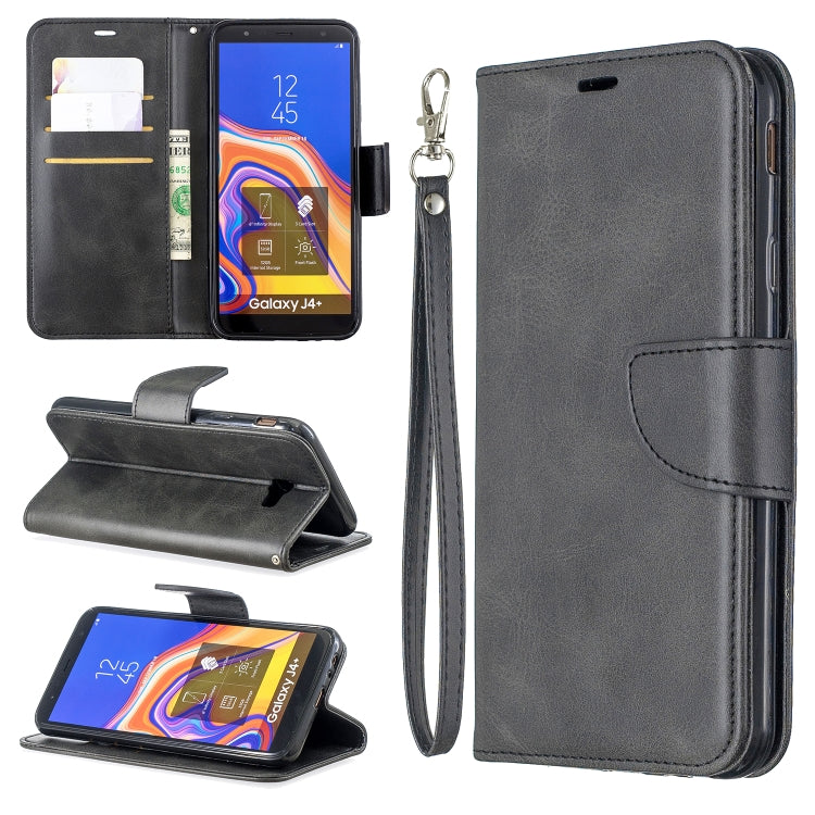 Retro Lambskin Texture Pure Color Horizontal Flip PU Leather Case for Galaxy J4 2018, with Holder & Card Slots & Wallet & Lanyard