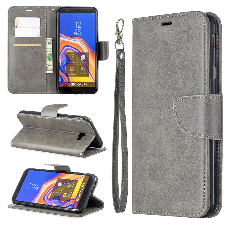 Retro Lambskin Texture Pure Color Horizontal Flip PU Leather Case for Galaxy J4 2018, with Holder & Card Slots & Wallet & Lanyard