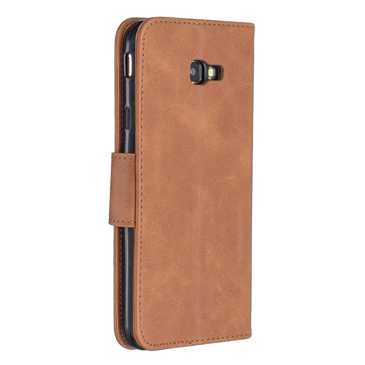 Retro Lambskin Texture Pure Color Horizontal Flip PU Leather Case for Galaxy J4 2018, with Holder & Card Slots & Wallet & Lanyard