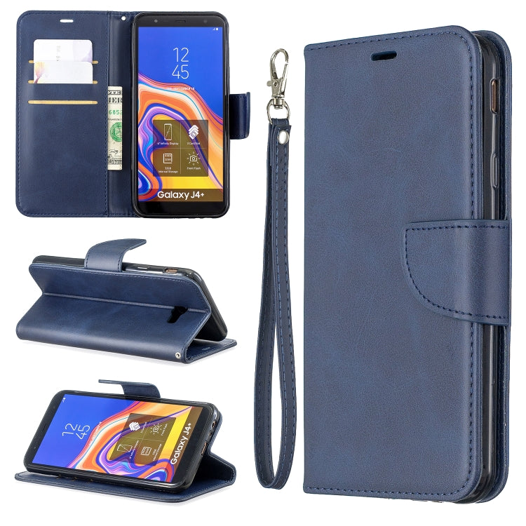 Retro Lambskin Texture Pure Color Horizontal Flip PU Leather Case for Galaxy J4 2018, with Holder & Card Slots & Wallet & Lanyard