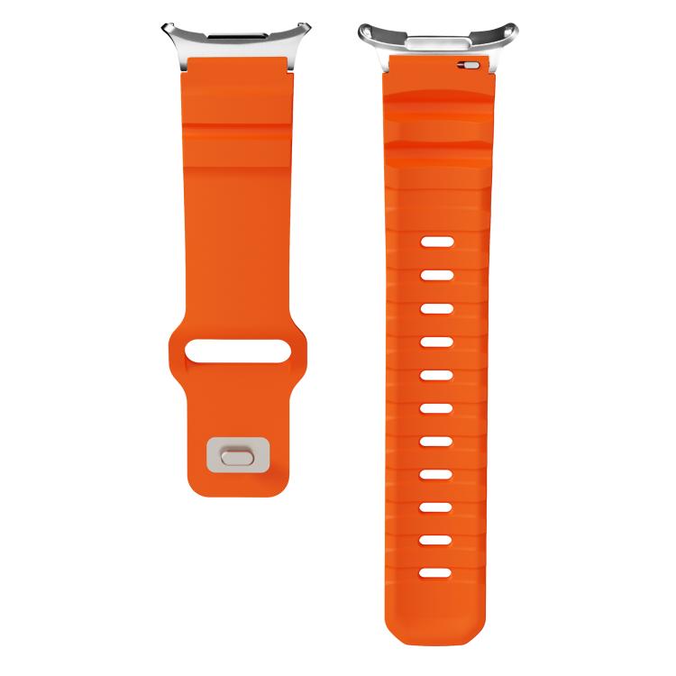 For Samsung Galaxy Watch Ultra 47mm / Ultra 2025 Silver Connector Reverse Buckle Fluororubber Watch Band