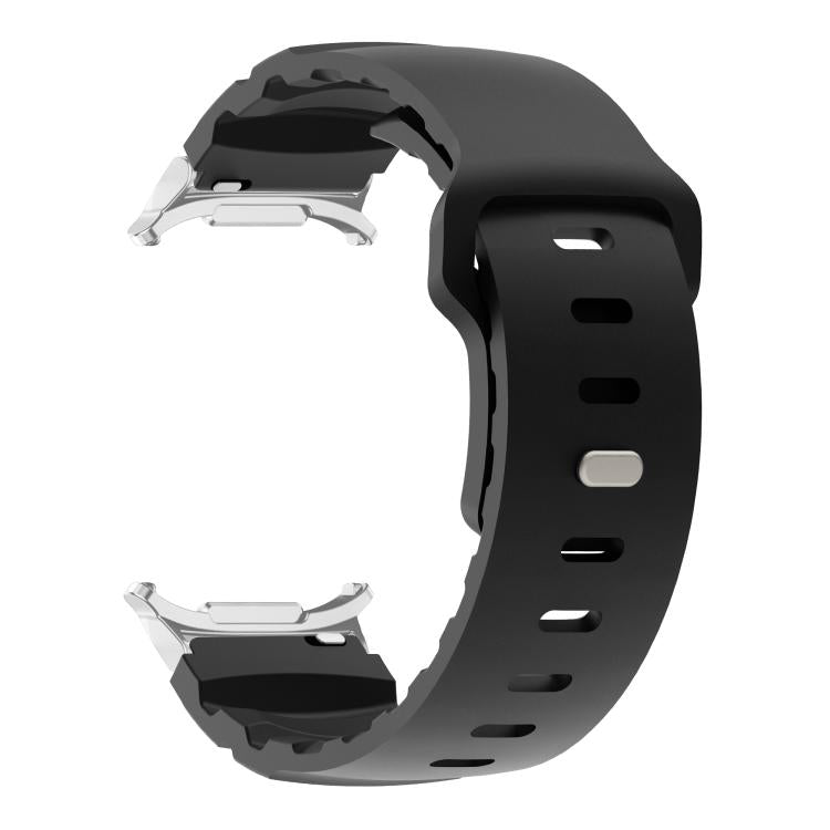 For Samsung Galaxy Watch Ultra 47mm / Ultra 2025 Silver Connector Reverse Buckle Fluororubber Watch Band