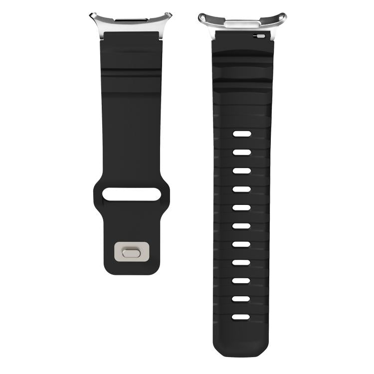 For Samsung Galaxy Watch Ultra 47mm / Ultra 2025 Silver Connector Reverse Buckle Fluororubber Watch Band