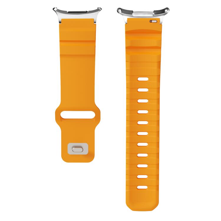 For Samsung Galaxy Watch Ultra 47mm / Ultra 2025 Silver Connector Reverse Buckle Fluororubber Watch Band