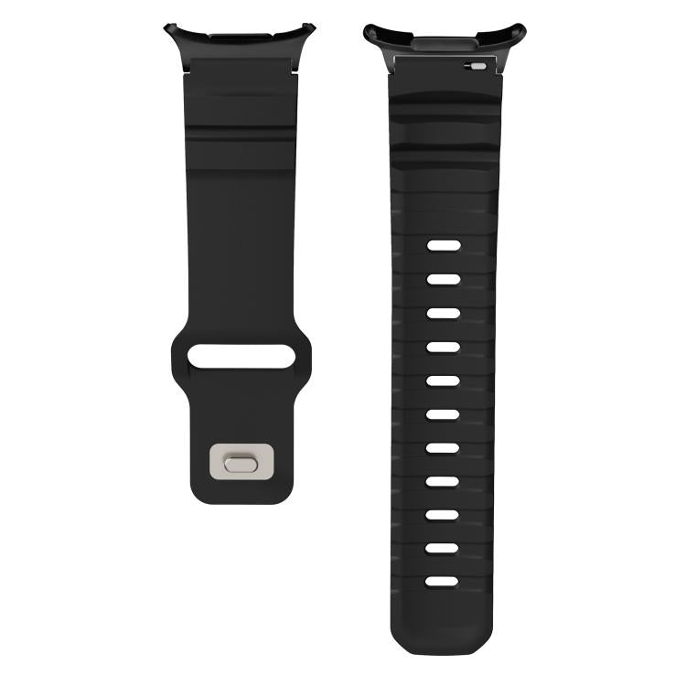 For Samsung Galaxy Watch Ultra 47mm / Ultra 2025 Black Connector Reverse Buckle Fluororubber Watch Band