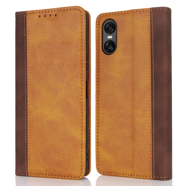 For Sony Xperia 5 V Calf Texture Color Stitching Leather Phone Case