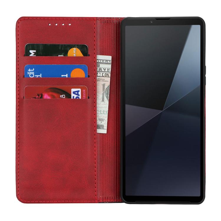 For Sony Xperia 1 V Calf Texture Color Stitching Leather Phone Case