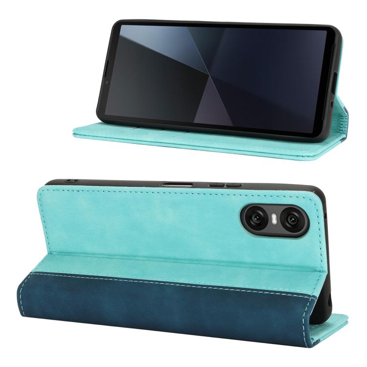 For Sony Xperia 5 IV Calf Texture Color Stitching Leather Phone Case