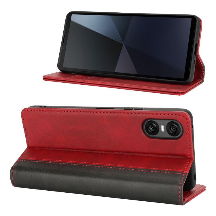 For Sony Xperia Ace III Calf Texture Color Stitching Leather Phone Case