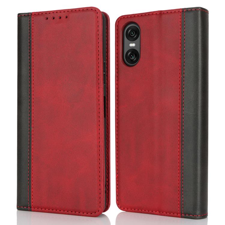 For Sony Xperia 1 III Calf Texture Color Stitching Leather Phone Case