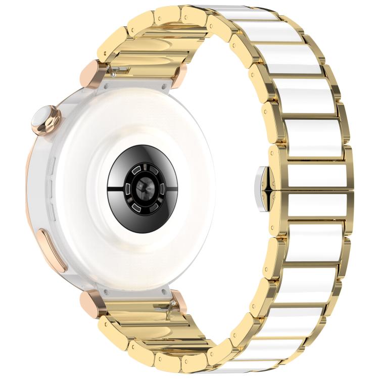 18mm Zinc Alloy Butterfly Buckle Ceramic White Metal Watch Band