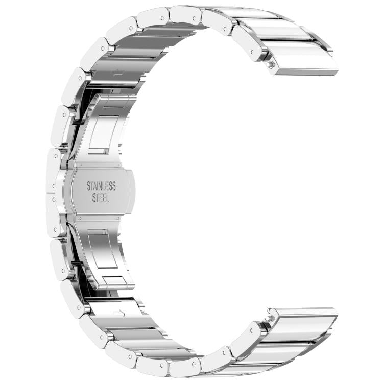 18mm Zinc Alloy Butterfly Buckle Ceramic White Metal Watch Band