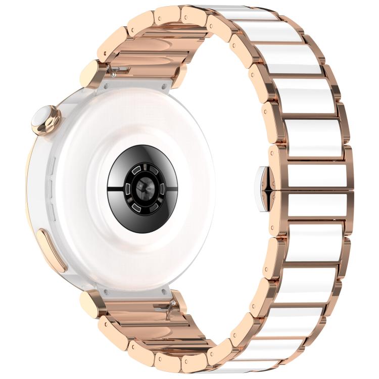 18mm Zinc Alloy Butterfly Buckle Ceramic White Metal Watch Band