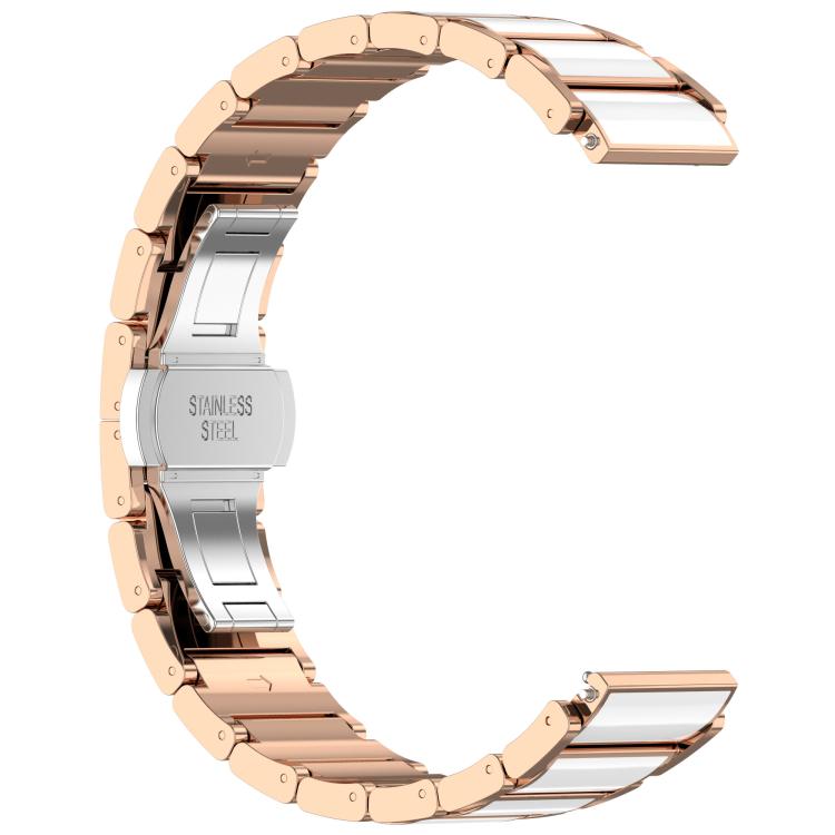 18mm Zinc Alloy Butterfly Buckle Ceramic White Metal Watch Band