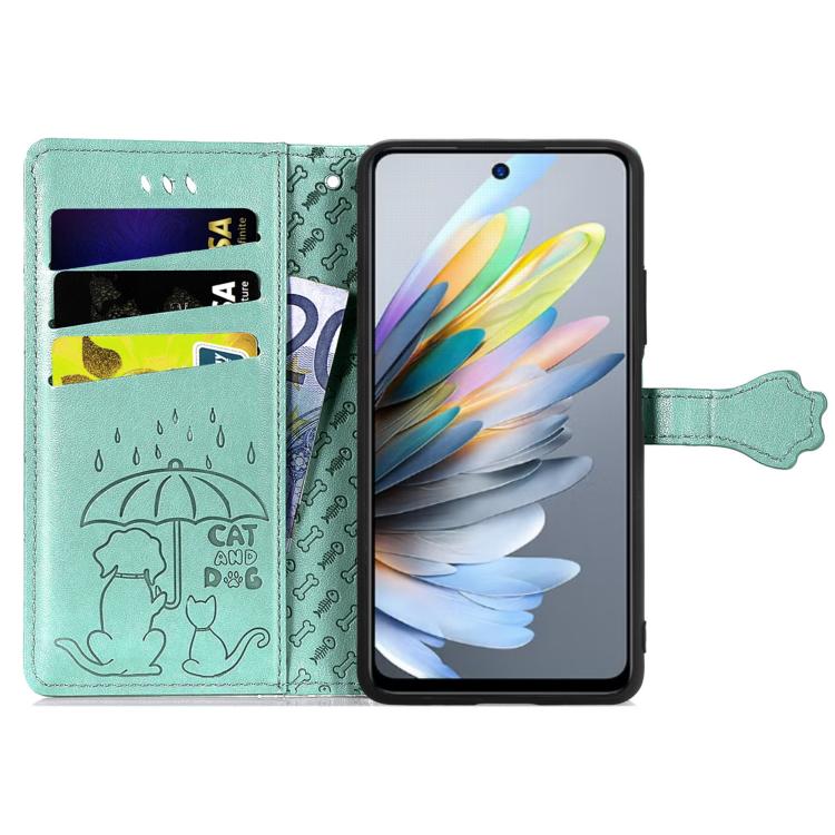 For Motorola Moto G Power 2025 Cat and Dog Embossed Leather Phone Case