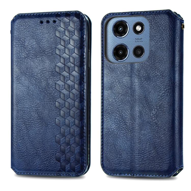 For Motorola Moto G 2025 Cubic Grid Pressed Magnetic Leather Phone Case