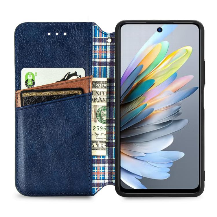 For Motorola Moto G 2025 Cubic Grid Pressed Magnetic Leather Phone Case