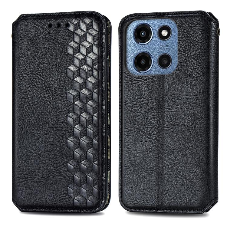 For Motorola Moto G 2025 Cubic Grid Pressed Magnetic Leather Phone Case