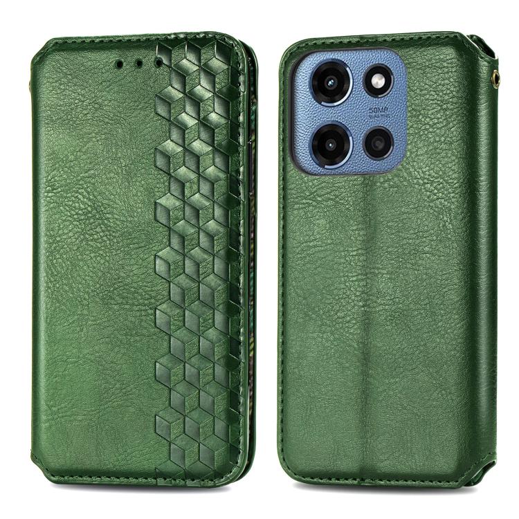 For Motorola Moto G 2025 Cubic Grid Pressed Magnetic Leather Phone Case