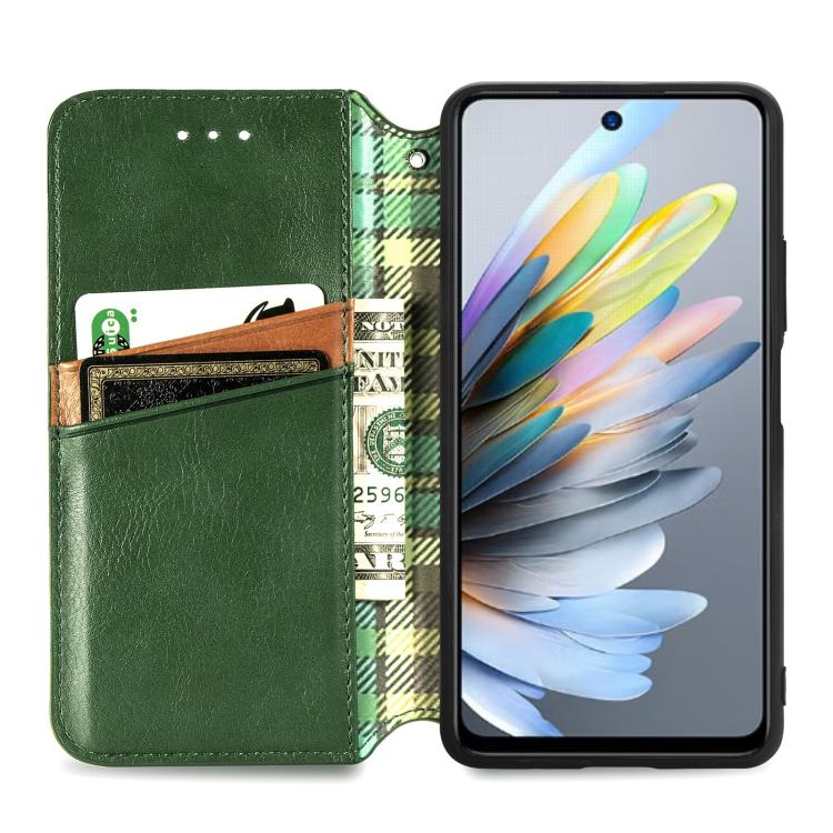 For Motorola Moto G 2025 Cubic Grid Pressed Magnetic Leather Phone Case