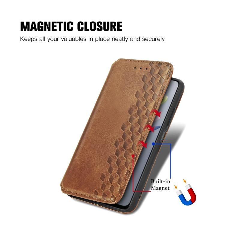 For Motorola Moto G 2025 Cubic Grid Pressed Magnetic Leather Phone Case