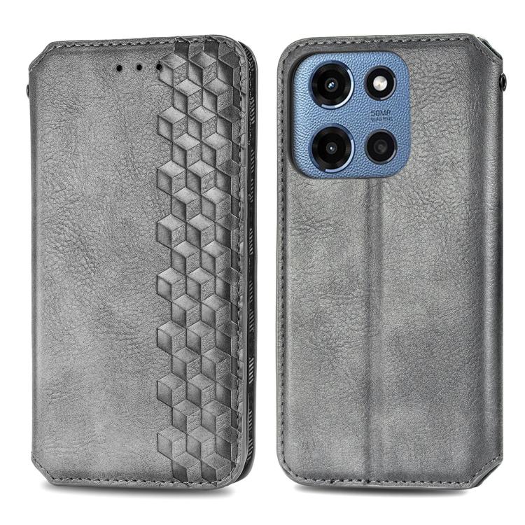 For Motorola Moto G 2025 Cubic Grid Pressed Magnetic Leather Phone Case