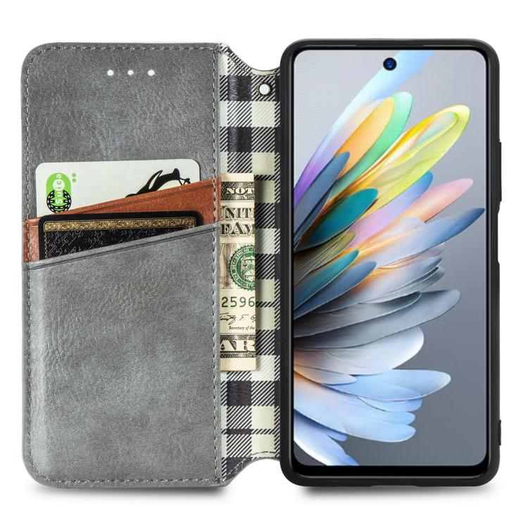For Motorola Moto G 2025 Cubic Grid Pressed Magnetic Leather Phone Case
