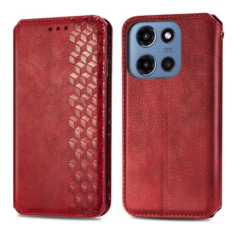 For Motorola Moto G 2025 Cubic Grid Pressed Magnetic Leather Phone Case