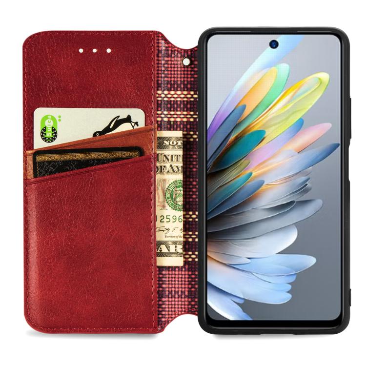 For Motorola Moto G 2025 Cubic Grid Pressed Magnetic Leather Phone Case
