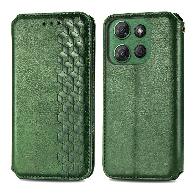 For Motorola Moto G Power 2025 Cubic Grid Pressed Magnetic Leather Phone Case