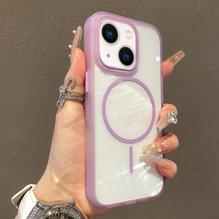 For iPhone 14 Translucent Armor MagSafe N52 Thin Circle Phone Case