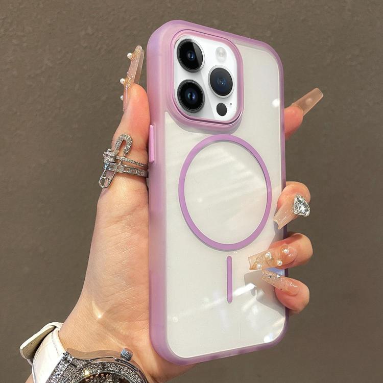 For iPhone 14 Pro Max Translucent Armor MagSafe N52 Thin Circle Phone Case